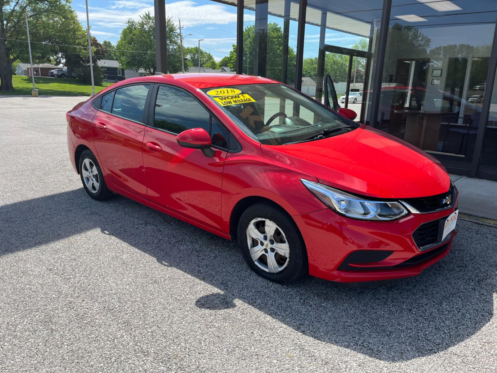 2018 Red Chevrolet Cruze LS Auto (1G1BC5SM8J7) with an 1.4L L4 DOHC 16V TURBO engine, 6-Speed Automatic transmission, located at 1633 W Kimberly, Davenport, 52806, (563) 323-5341, 41.559456, -90.598732 - Photo #4