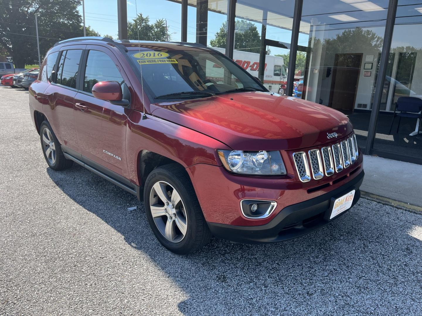 2016 Red Jeep Compass Latitude FWD (1C4NJCEA9GD) with an 2.0L L4 DOHC 16V engine, Continuously Variabl transmission, located at 1633 W Kimberly, Davenport, IA, 52806, (563) 323-5341, 41.559456, -90.598732- Photo#2