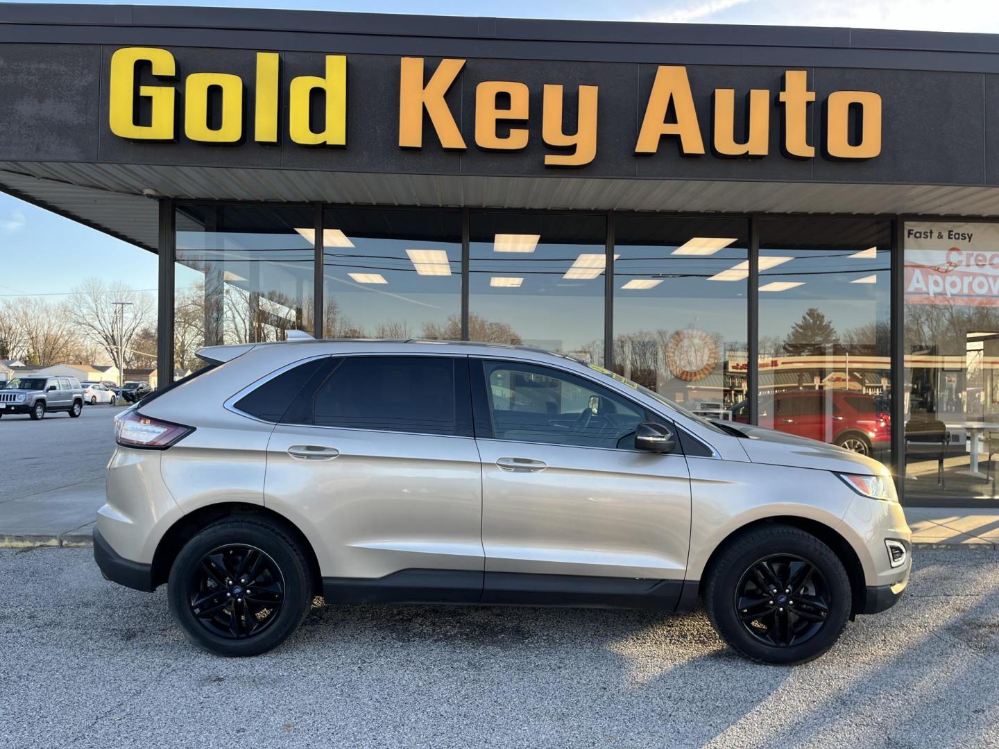 2017 White Gold Metallic Ford Edge SEL AWD (2FMPK4J93HB) with an 2.0L L4 DOHC 16V engine, 6-Speed Automatic transmission, located at 1633 W Kimberly, Davenport, IA, 52806, (563) 323-5341, 41.559456, -90.598732 - Photo#0