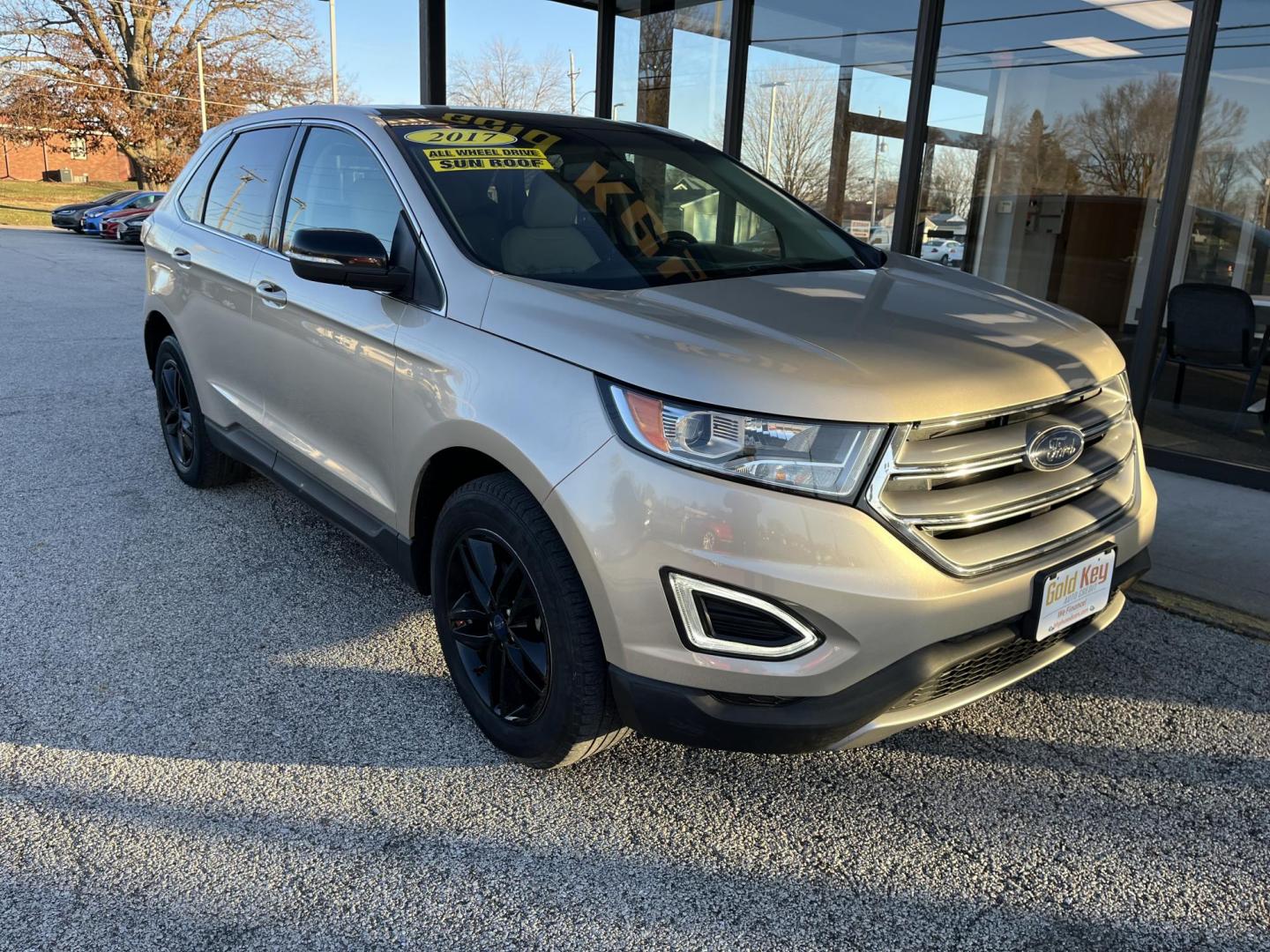 2017 White Gold Metallic Ford Edge SEL AWD (2FMPK4J93HB) with an 2.0L L4 DOHC 16V engine, 6-Speed Automatic transmission, located at 1633 W Kimberly, Davenport, IA, 52806, (563) 323-5341, 41.559456, -90.598732 - Photo#2