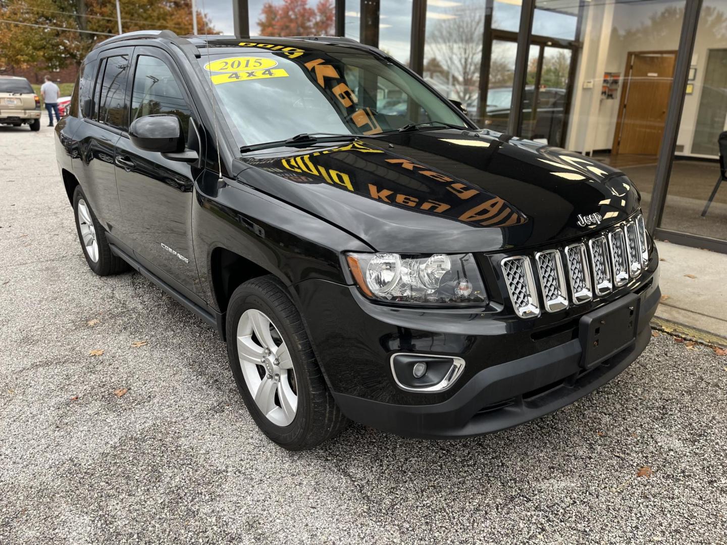 2015 Black Clear Coat Jeep Compass Latitude 4WD (1C4NJDEB1FD) with an 2.4L L4 DOHC 16V engine, 6-Speed Automatic transmission, located at 1633 W Kimberly, Davenport, IA, 52806, (563) 323-5341, 41.559456, -90.598732 - Photo#2