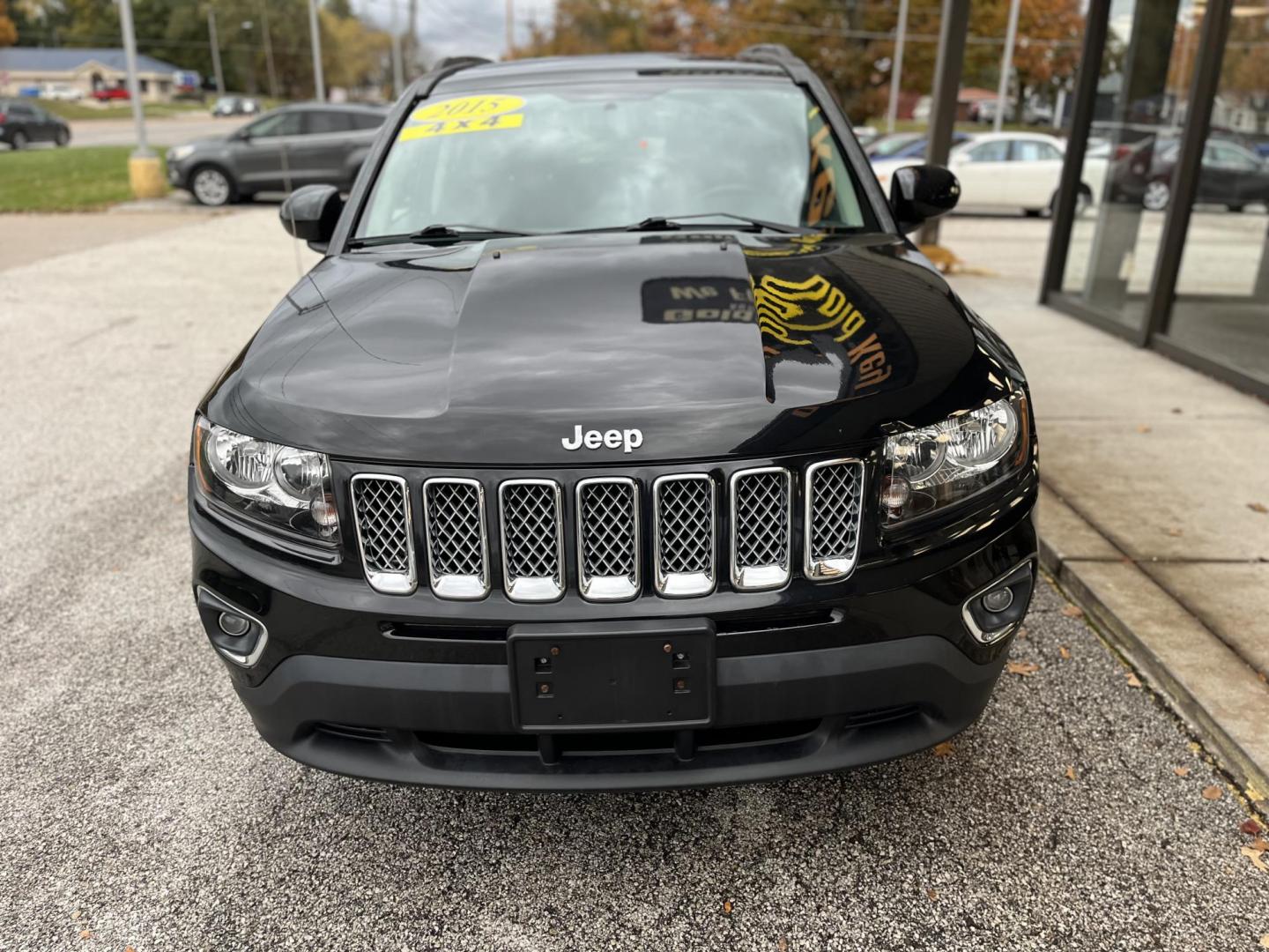 2015 Black Clear Coat Jeep Compass Latitude 4WD (1C4NJDEB1FD) with an 2.4L L4 DOHC 16V engine, 6-Speed Automatic transmission, located at 1633 W Kimberly, Davenport, IA, 52806, (563) 323-5341, 41.559456, -90.598732 - Photo#1