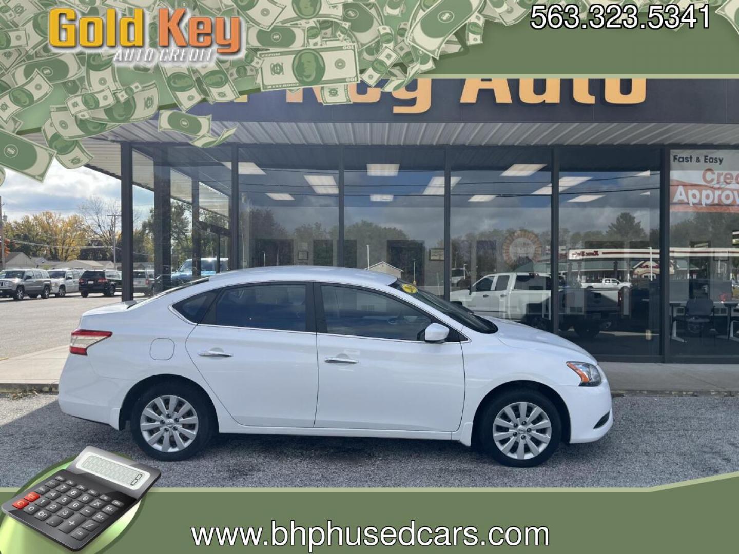 2015 Aspen White Nissan Sentra S (3N1AB7AP9FY) with an 1.8L I-4 DOHC engine, located at 1633 W Kimberly, Davenport, IA, 52806, (563) 323-5341, 41.559456, -90.598732- Photo#0
