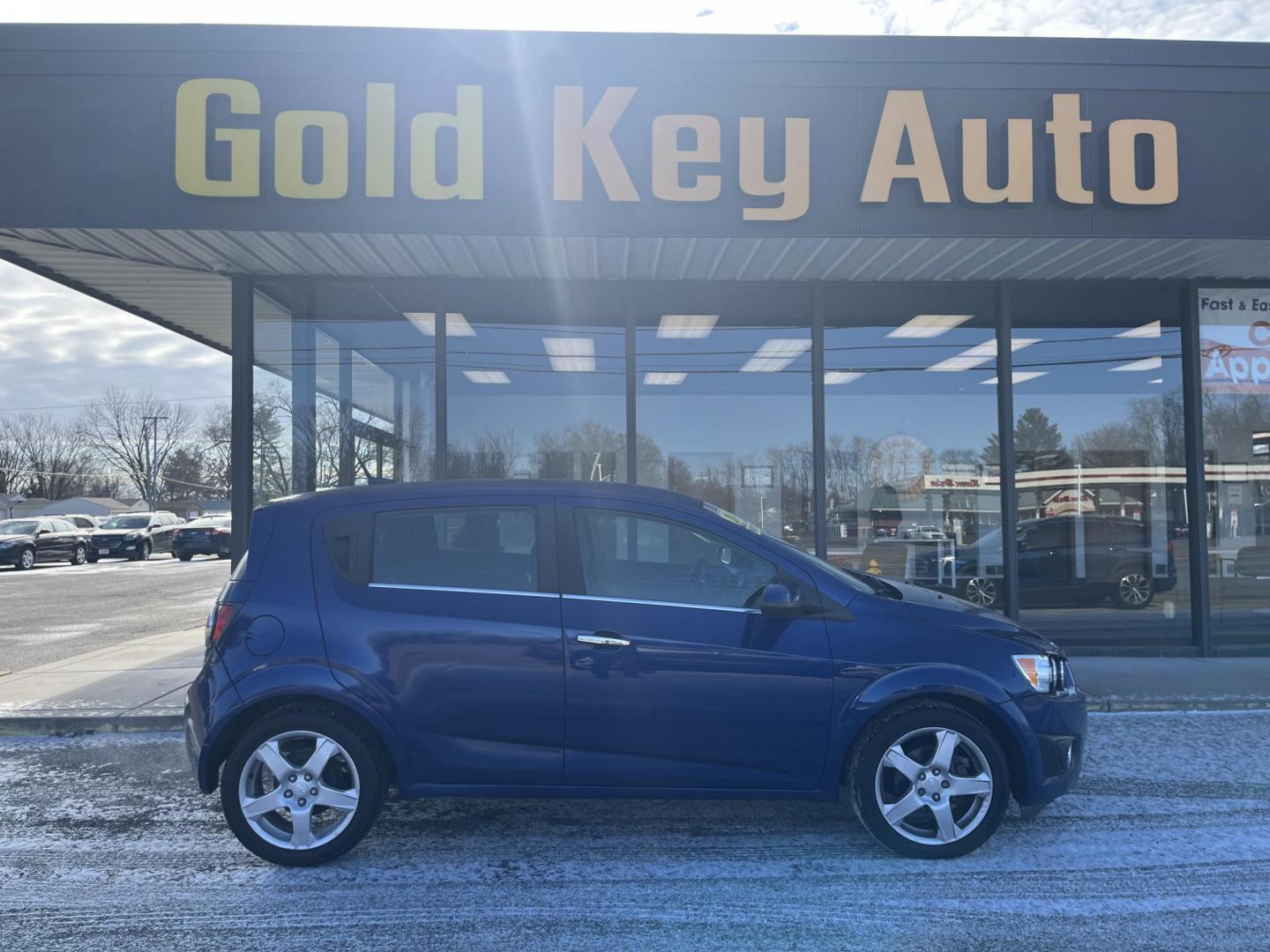 2014 Blue Topaz Metallic Chevrolet Sonic LTZ Auto 5-Door (1G1JE6SB5E4) with an 1.4L L4 DOHC 24V TURBO engine, 6-Speed Automatic transmission, located at 1633 W Kimberly, Davenport, IA, 52806, (563) 323-5341, 41.559456, -90.598732 - Photo#0