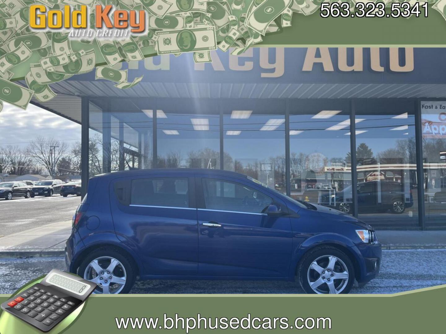 2014 Blue Topaz Metallic Chevrolet Sonic LTZ Auto 5-Door (1G1JE6SB5E4) with an 1.4L L4 DOHC 24V TURBO engine, 6-Speed Automatic transmission, located at 1633 W Kimberly, Davenport, IA, 52806, (563) 323-5341, 41.559456, -90.598732- Photo#0
