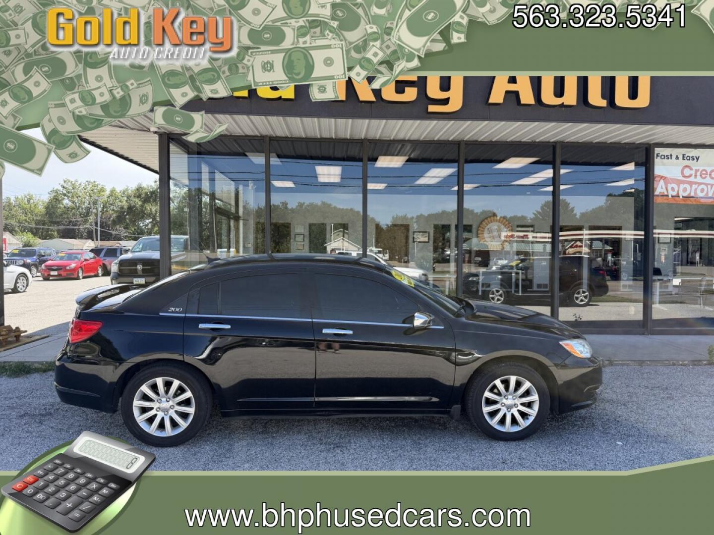 2013 Black /Black Leather Interior Chrysler 200 Limited (1C3CCBCG7DN) with an 3.6L V6 DOHC 24V FFV engine, 6-Speed Automatic transmission, located at 1633 W Kimberly, Davenport, IA, 52806, (563) 323-5341, 41.559456, -90.598732- Photo#0